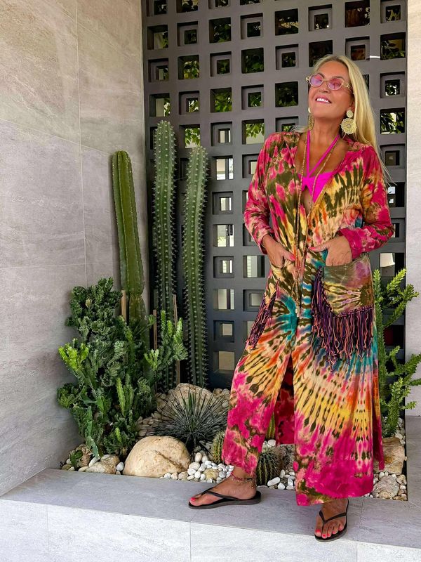 Tie Dye Fringe Kimono