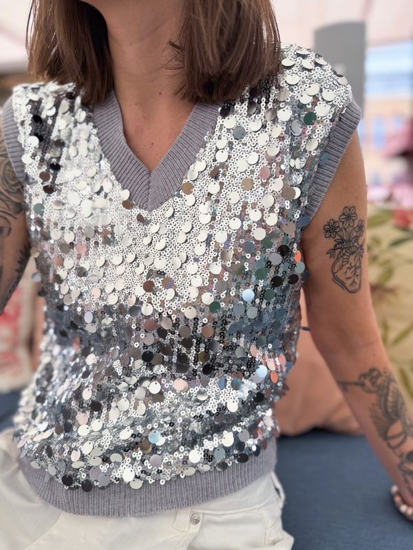Sequin Knit Vest
