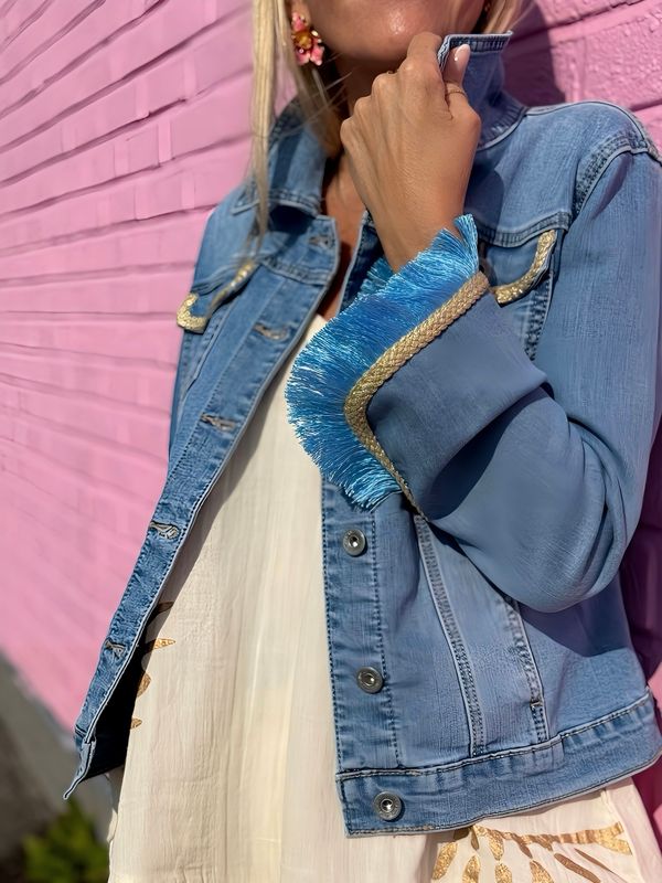 Denim Fringe Jacket Pho Firenze