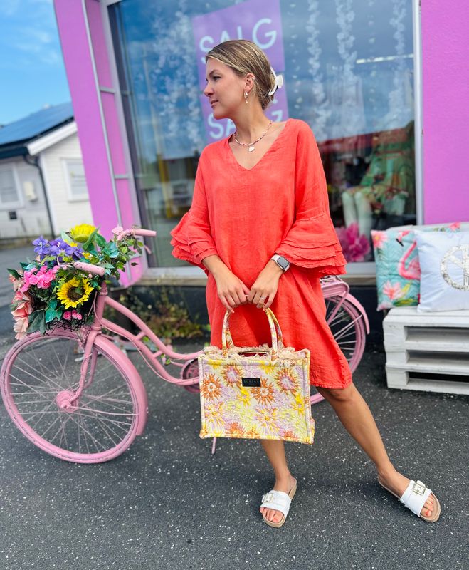 Ruffle Linen Dress