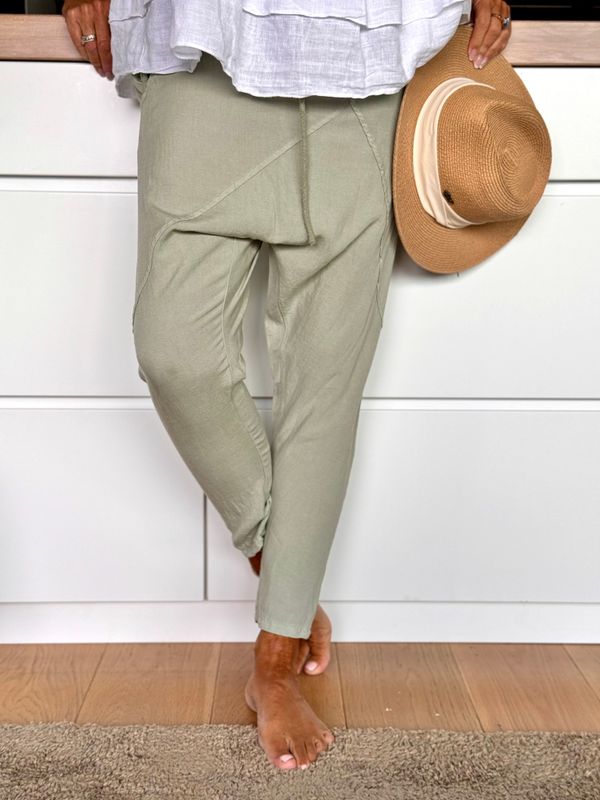 Linen Mix Baggy Pant