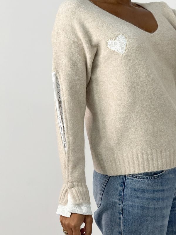 Blonde Heart Knit Sweater