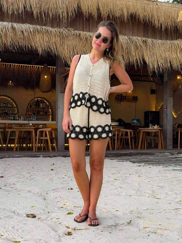 Boho Crochet Shorts Set