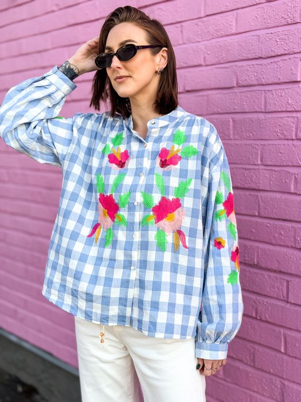 Boheme Checkered Blouse Qnuz