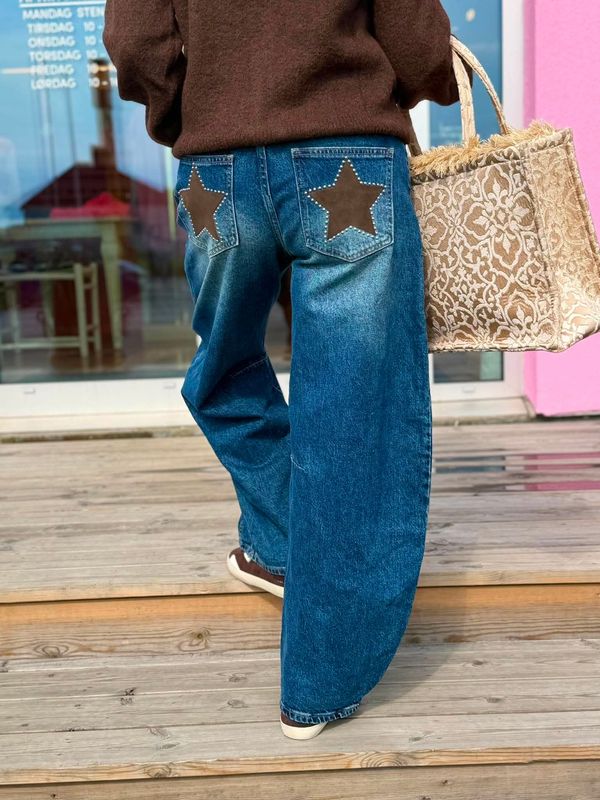Brown Star Barrel Jeans Love Forever
