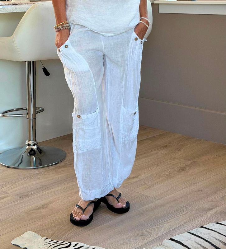 Comfy Button Linen Pant