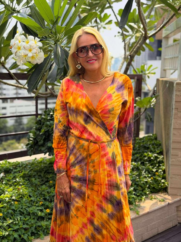 Tie Dye Wrap Dress