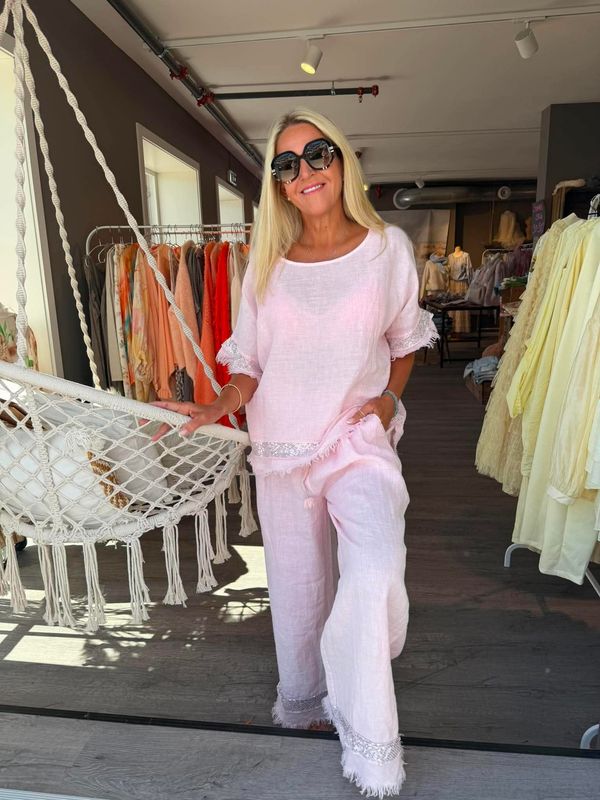 (Forhåndssalg) Exclusive Linen Set Pink