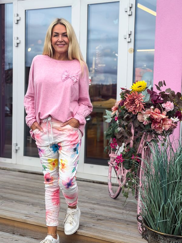Shiny Flower Stretchy Pant