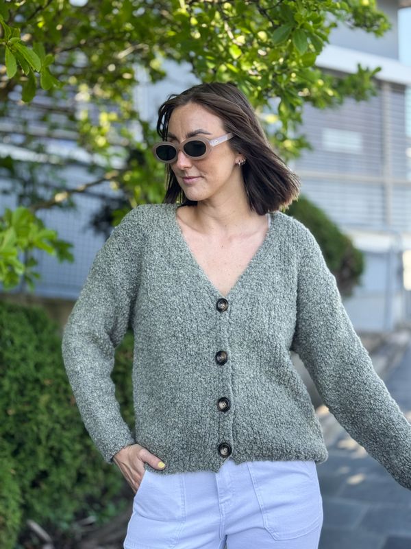 Button Bouclé Cardigan