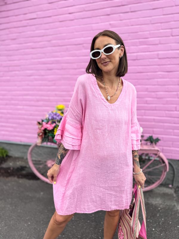 Ruffle Linen Dress
