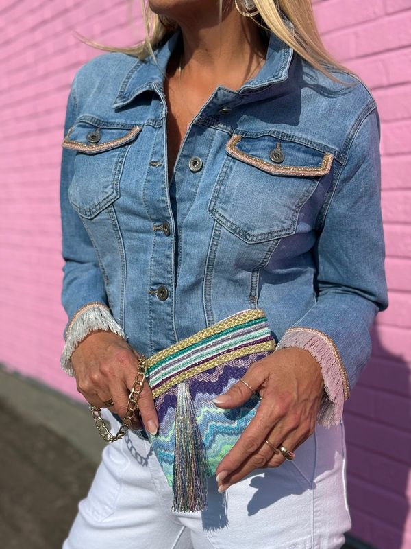 Denim Fringe Jacket Pho Firenze