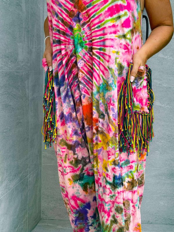 Tie Dye Fringe Jumpsuit 