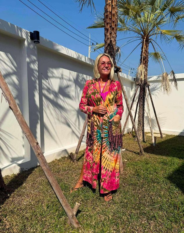 Tie Dye Fringe Kimono