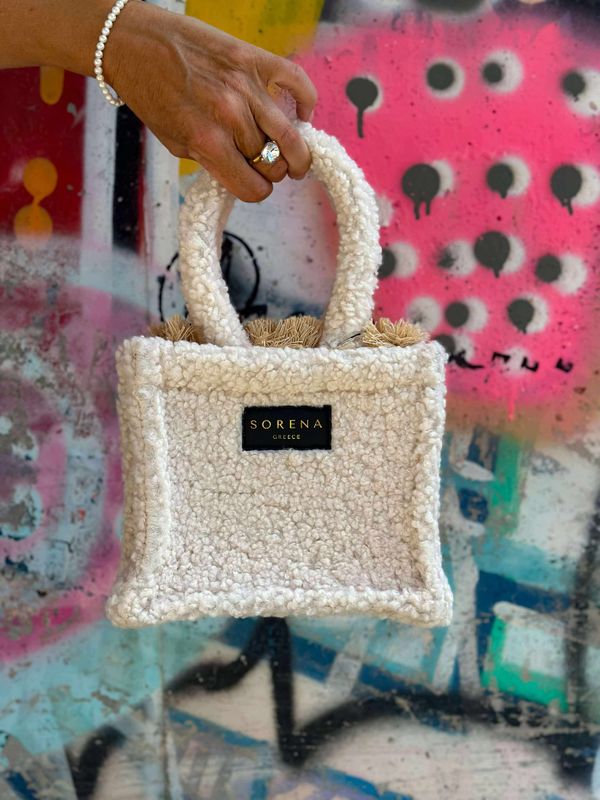 Beige Teddy Mini Tote Bag Sorena