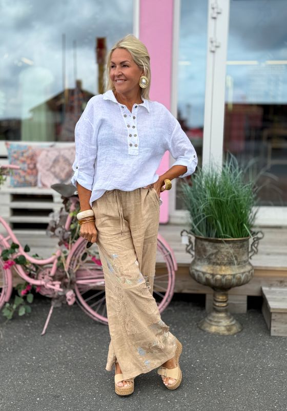 Flower Boho Linen Pant