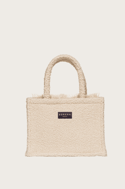 Beige Teddy Medium Tote Bag Sorena