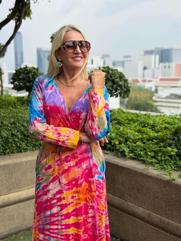 Tie Dye Wrap Dress