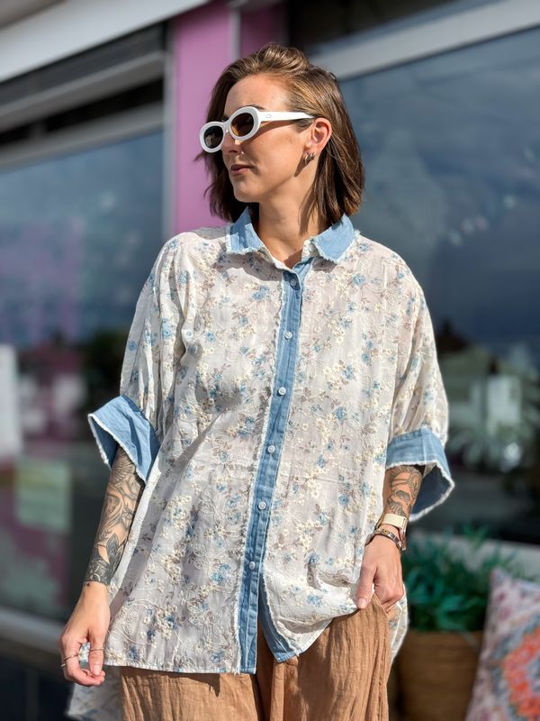 Flower Oversized Shirt Qnuz
