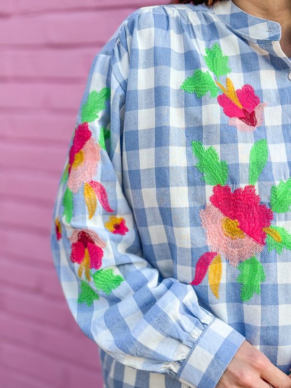 Boheme Checkered Blouse Qnuz