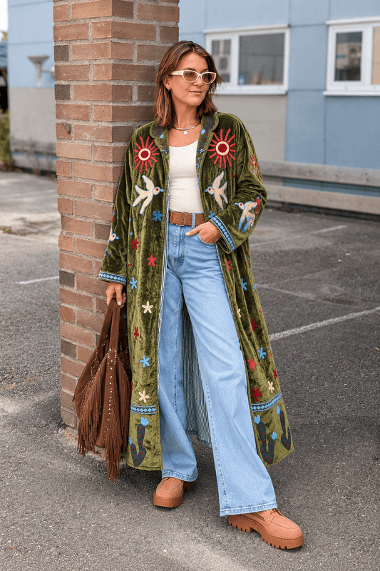 Suzani Velvet Long Kimono Qnuz