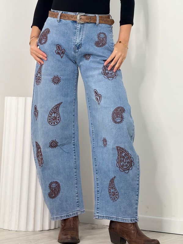 Boho Paisley Barrel Jeans