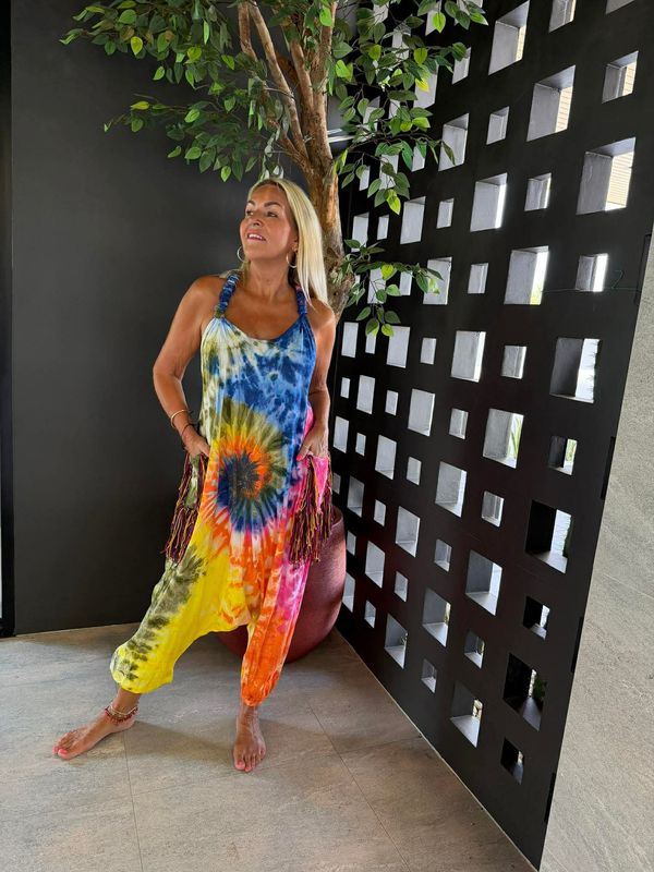 Tie Dye Fringe Jumpsuit 