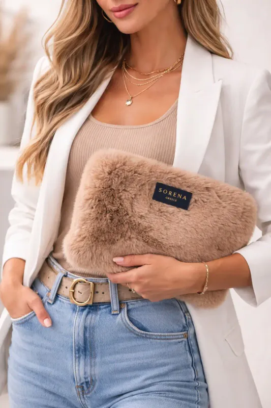 Fur Brown Clutch Sorena