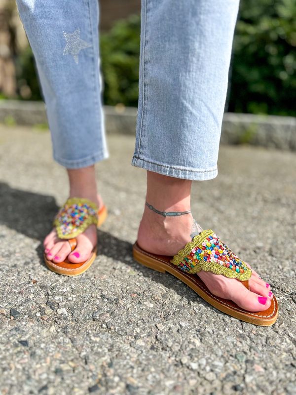Leather Sequin Sandal Place Du Soleil