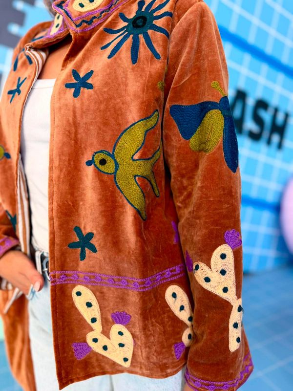 Suzani Velvet Short Kimono Qnuz