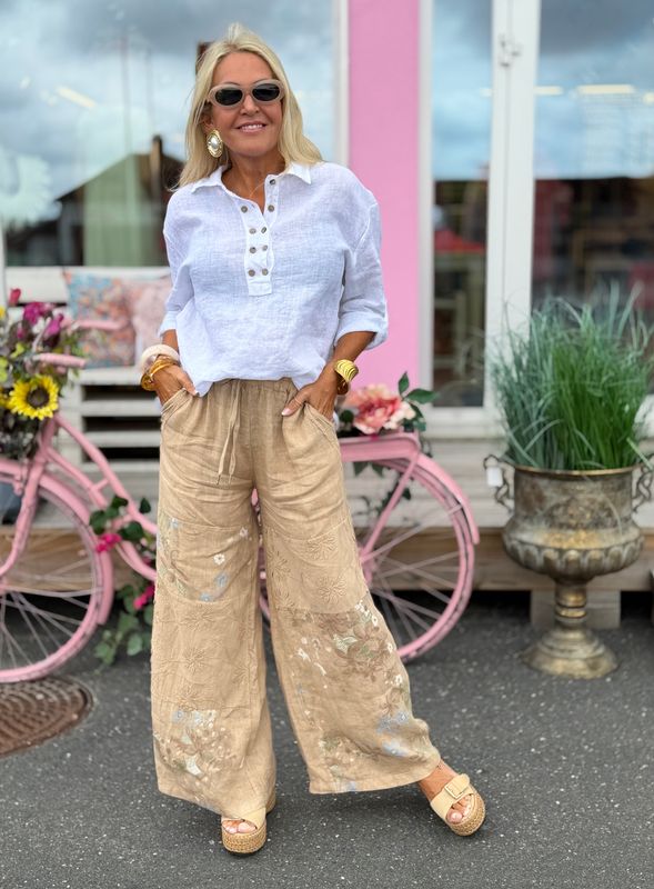 Flower Boho Linen Pant