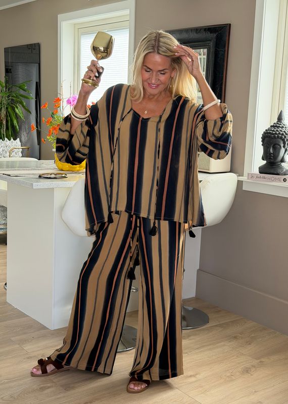 Moana Stripe Oversize Blouse Coconut Milk