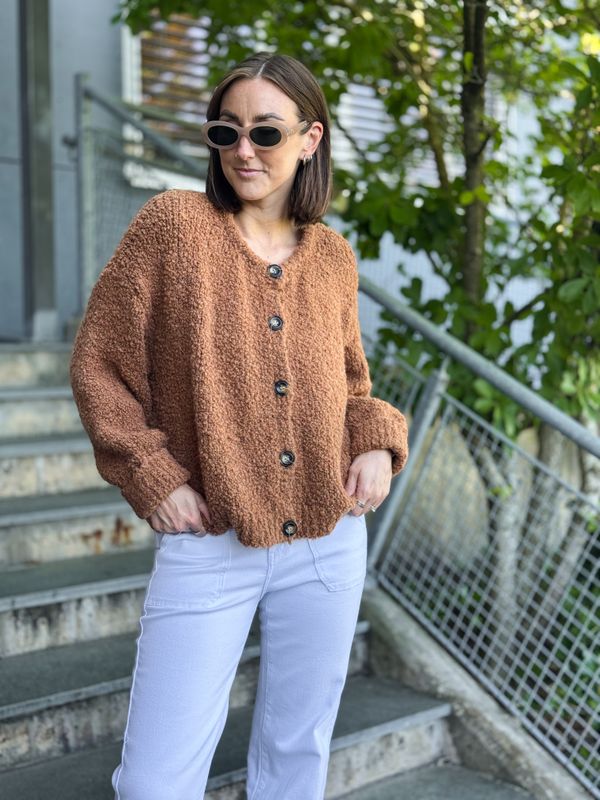 Button Bouclé Cardigan